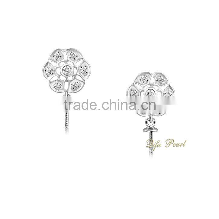 18k Gold Snowflake Shape Wholesale Pearl Earring Settings