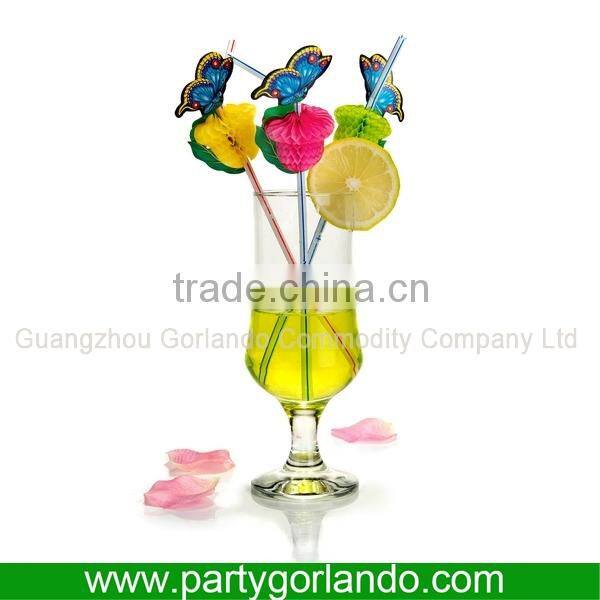 Modern hot sell fancy butterfly plastic drinking straw