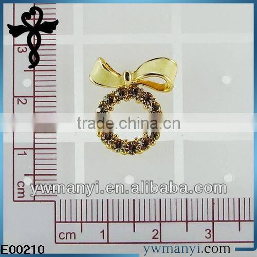 2014 new fashion ladies stud designs k gold color enamel rhinestones latest trends bow tie earrings in zinc alloy jewelry E00210