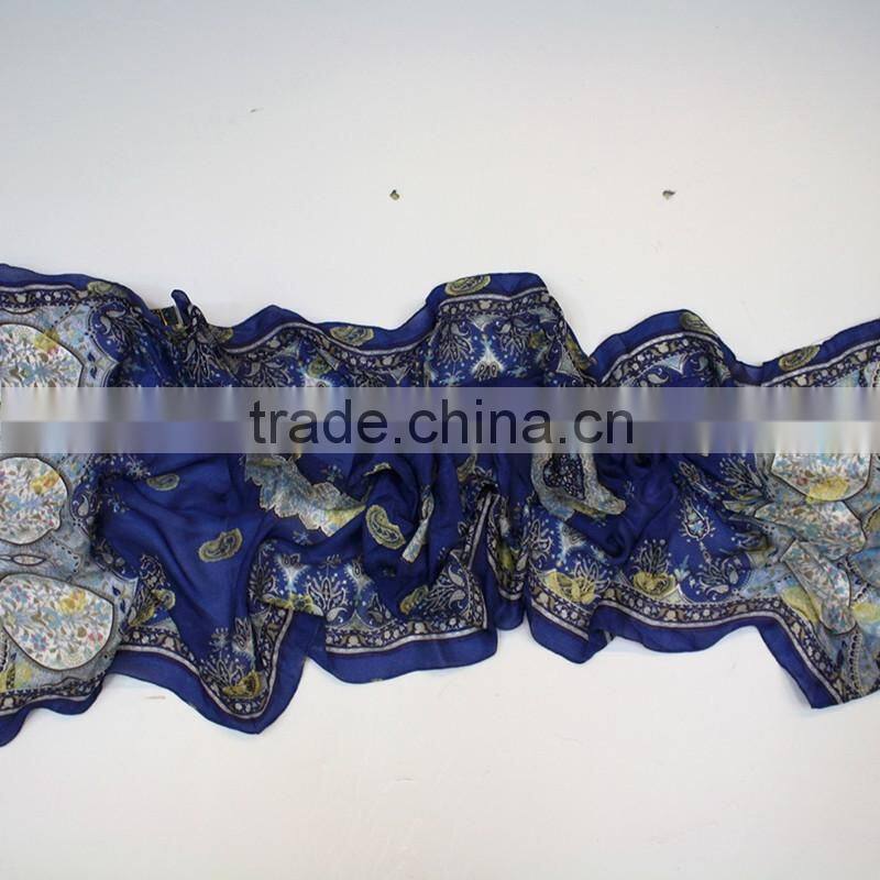 High Quality Custom Screen Printing Chinese Silk Scarf