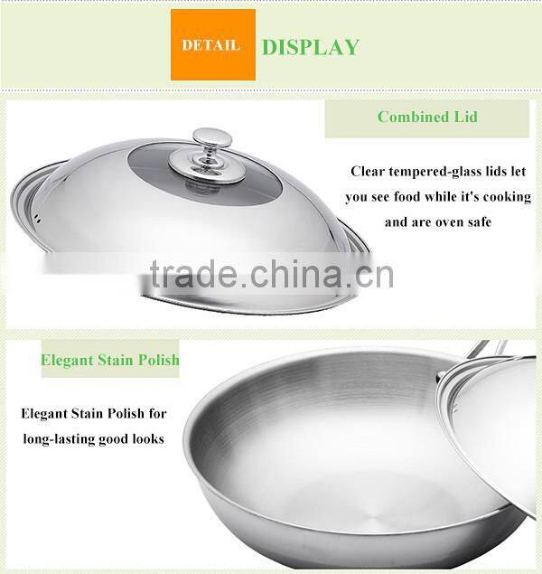 Kitchen ware Eco-Friendly Stainless Steel Saute Wok Non stick Frying Pan