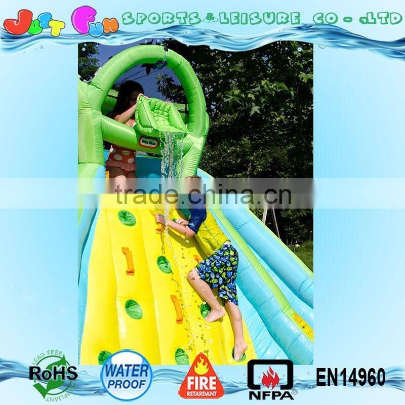two lines commercial grade inflatable water slide with climbing wall