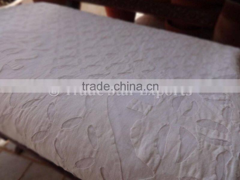 Duvet Cover Cutwork Embroidery Cotton Organdy Fabric Hand Applique Patterns Indian Bedding