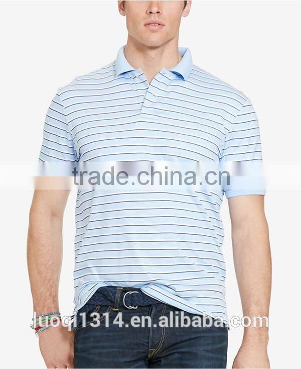 Made in China Men's Business Formal Polo t shirt Stripe 100% Cotton Short Sleeve Men's Polo t shirt