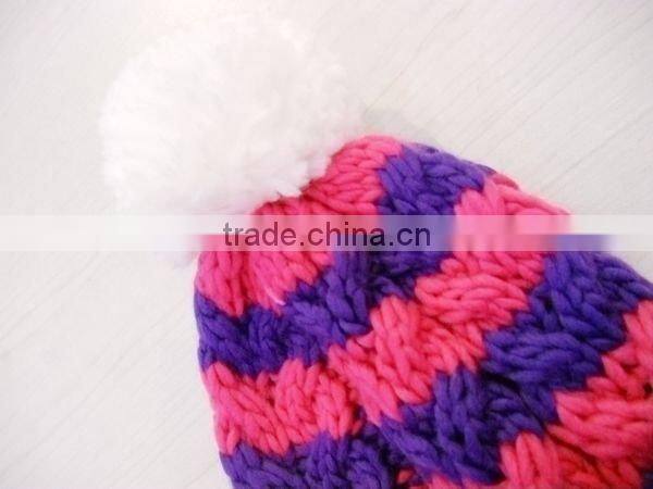fashion acrylic knitted hat with pompon