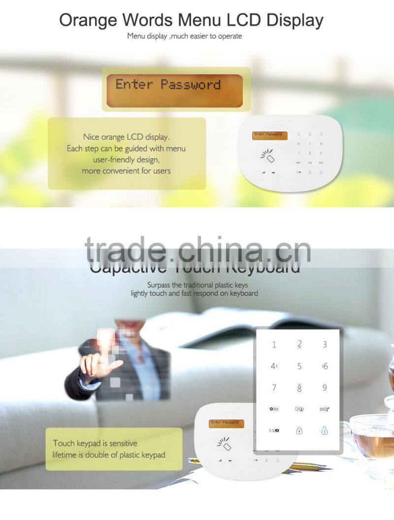 Wireless GSM Alarm home Automation Security System with RFID card and Touch Keypad