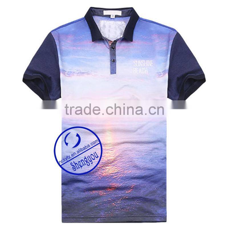 Heat-Transfer printing 3d polo t shirt for men