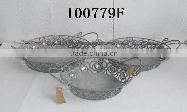 100779F-S/3 round metal rose basket