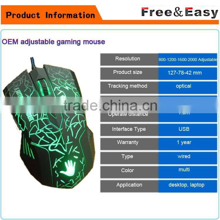 best Ergonomic design custom LED 6d gaming mouse wired for pc