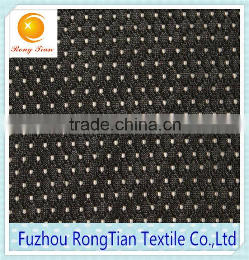 Wholesale black polyester tricot shinny 100D small hole knitting mesh fabric