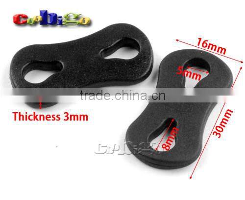 1/4"(5mm) 2 Holes Plastic Black Flat Soft Sliding Cord Lock Stopper For DIY Shoelace Paracord Accessories #FLS096