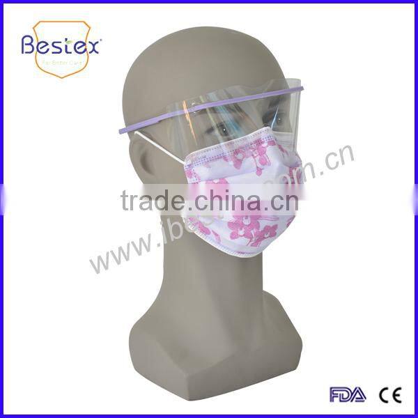 Disposable Earloop Face Mask With Shield for eye protection