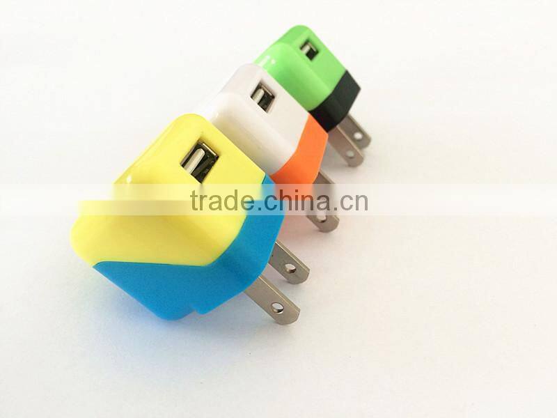 Customized colors US folding plug OEM wall charger 5V 1A wireless travel charger adapter for iPhone /Samsung