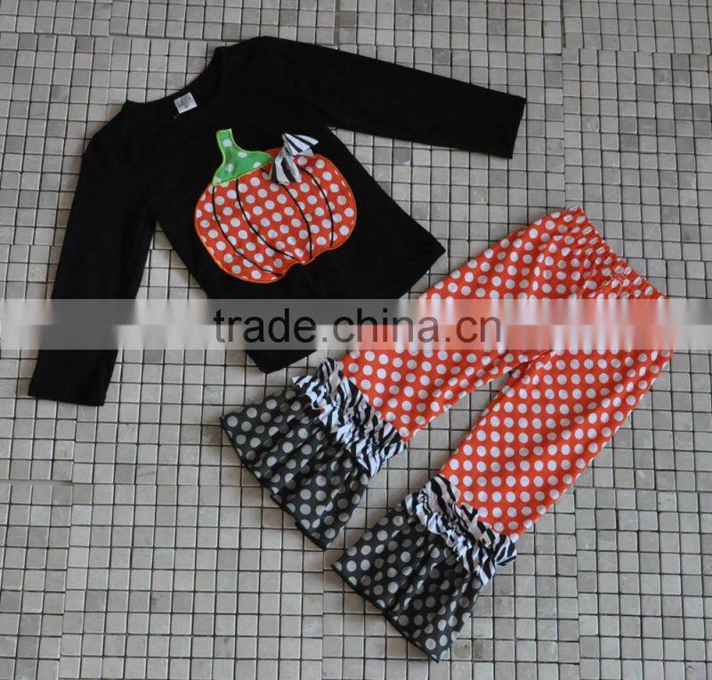 2016 latest design infant floral pumpkin cat halloween clothing