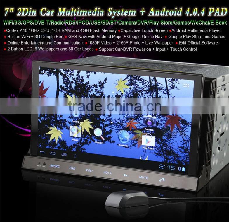 7 Inch Car PAD 2 Din Android 4.0 Digital Panel In Dash CAR PC DV Camera With Patents Universal DM7835