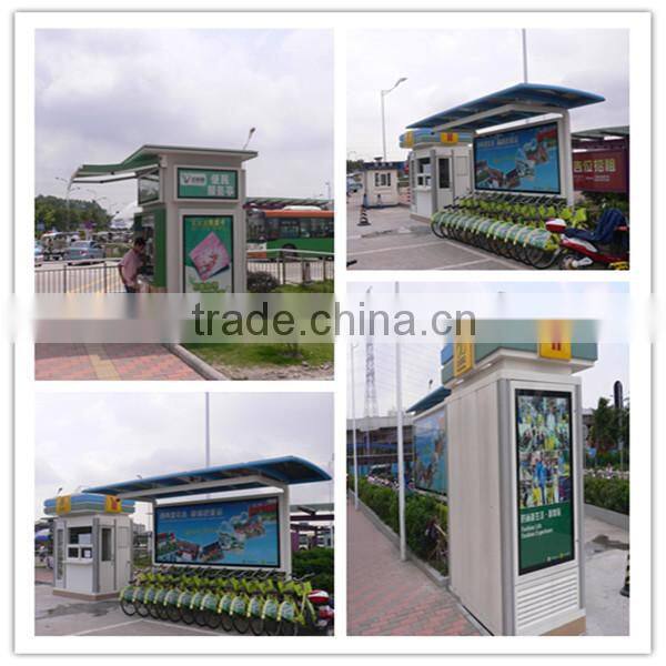 Stainless Steel Bus Service Shelter Station with Tempered Glass for Outdoor Advertising