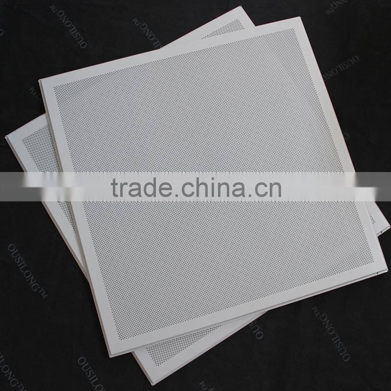 Dia1.8mm Perforated Aluminum Flase Metal Lay In ceiling Tiles 600x600mm