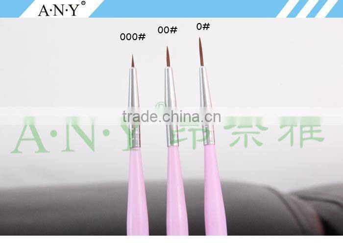 ANY Nail Art Painting and Drawing Wood Handle DIfferent Size 3PCS Nail Brush Set
