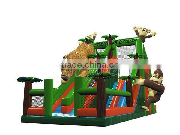 new design giant jungle drop inflatable obstacle course for kids and adults