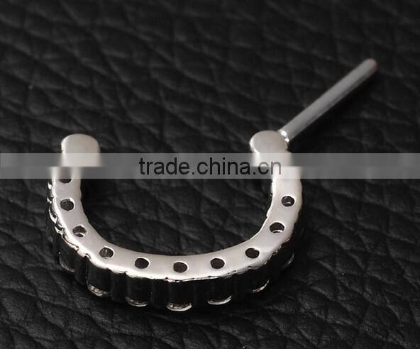 Septum Clicker Nose Rings CZ Gem Ear Piercing Cuff Diath Cartilage