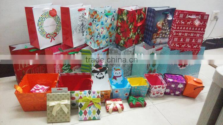 Christmas Gift Bag with Red satin Ribbon Paper Gift BAG set
