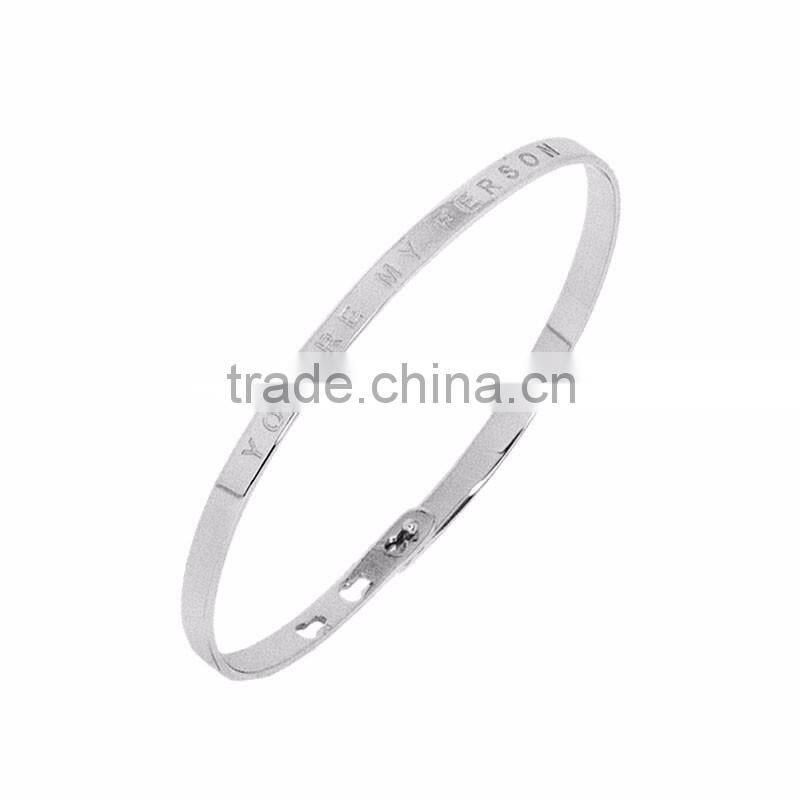 Memories Bangles with Customize Design Word 'YOU'RE MY PERSON' with 4mm/7mm Width