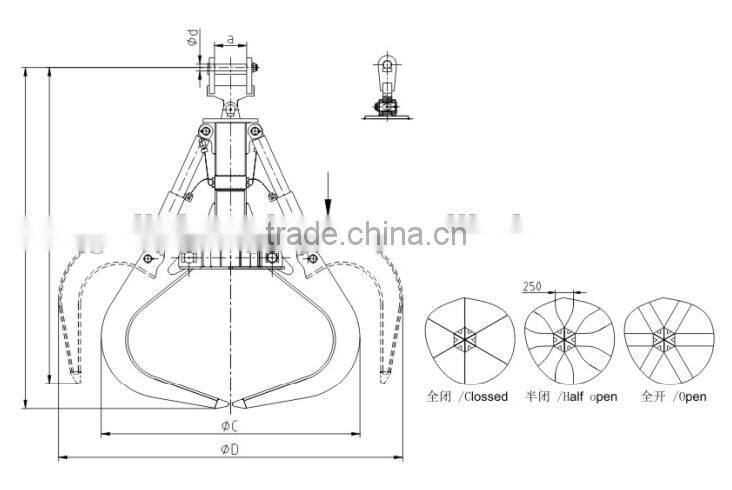 Excavator grapple for scrap or stones hydraulic scrap grab