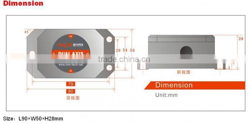 HCA510T High Precision Single/dual axis Analog Inclinometer With Full Temperature Compensation From Shenzhen Factory