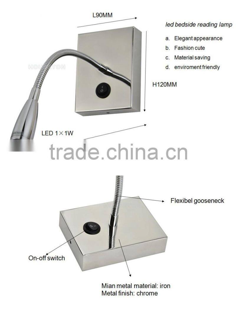 Indoor hotel bedside gooseneck led reading light for bed,Gooseneck led reading light for bed,Led reading light for bed WL1086