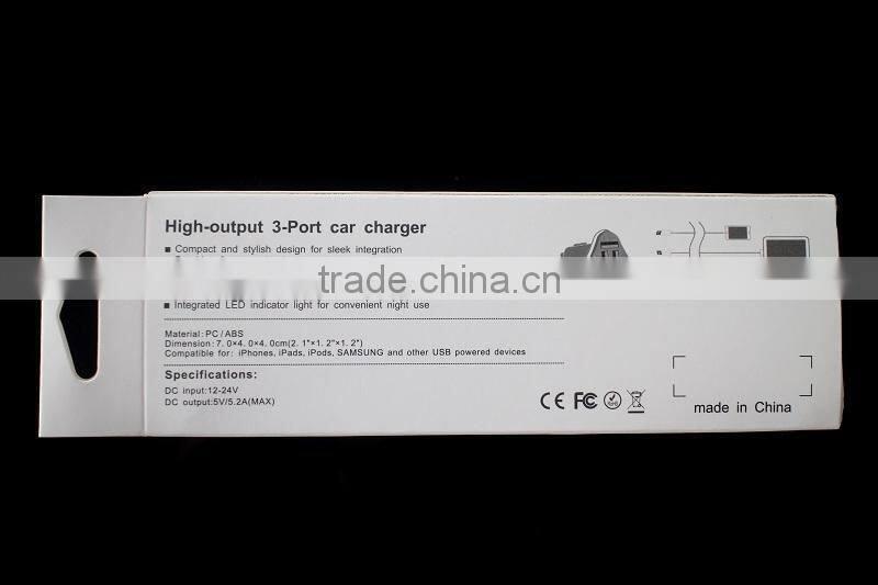 3 USB Car Charger 5.2A Output