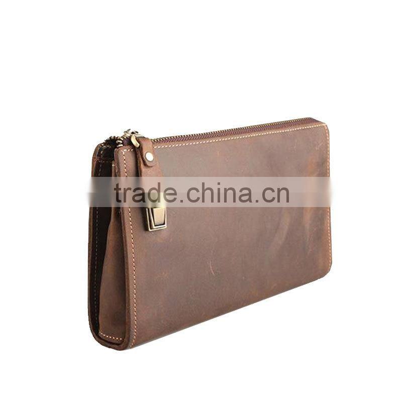 Fashion design mens clutch bag, genuine leather retro wallet for man, China factory wholesale bags