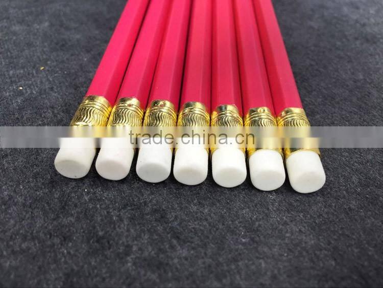 High quality HB hexagonal rubber tip 7 inch wooden lapices Pencil