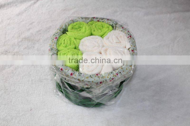 Custom color cotton face towel packed in Willow Basket