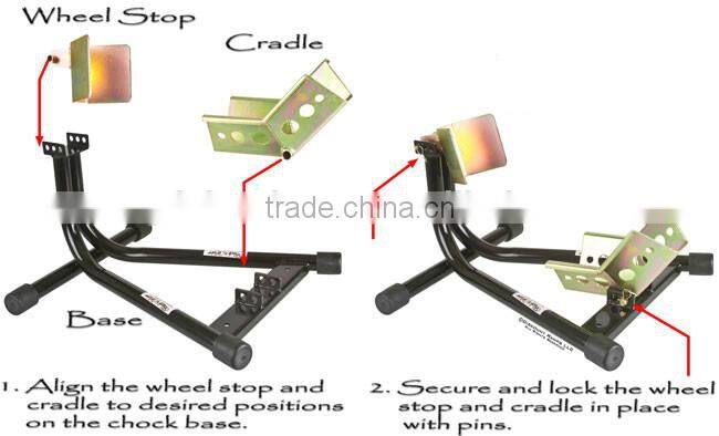 Sport Bike & Cruiser Locking Front Black Motorcycle Wheel Chock Stand