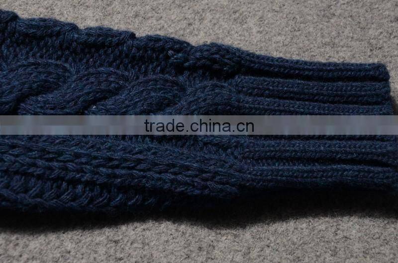 Wholesales Sweater Design Woman Latest Fashion Navy Blue Knitted Sweater With Long Sleeve