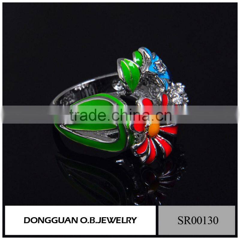 New Arrival Rings Jewelry /Colorful Flower Ring For Women/Stainless Steel Ring Design