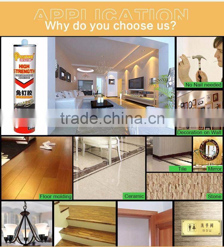 Manufacturer 250KG waterproof nail free construction adhesive