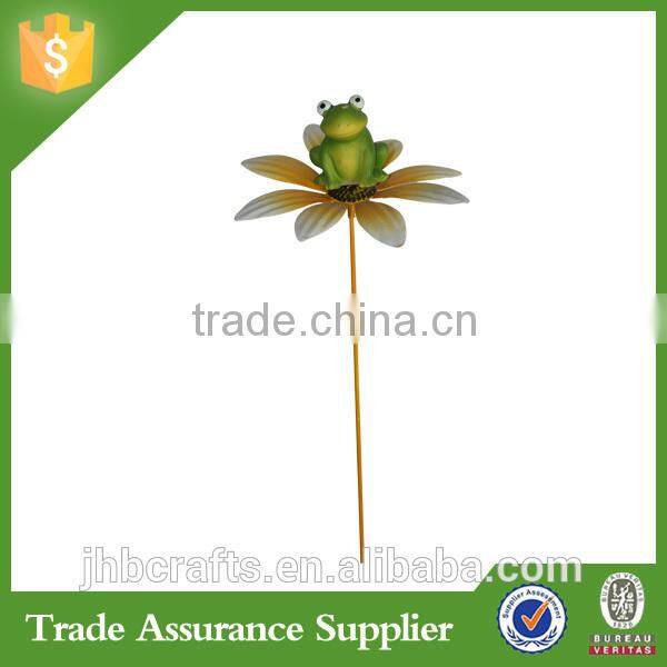 metal decorative frog and flower garden stakes wholesale