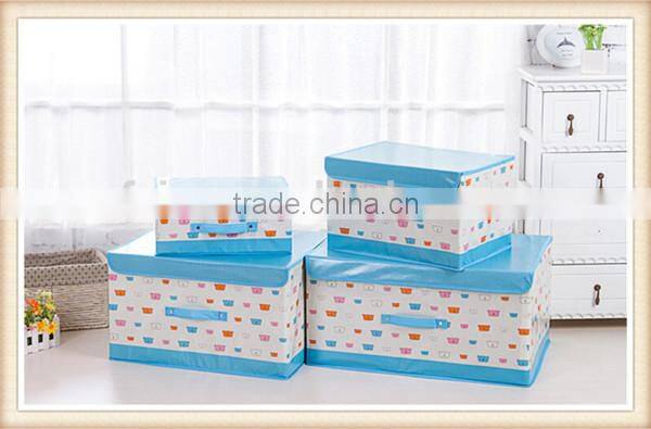 Factory price PE coating non-woven storage box with handle