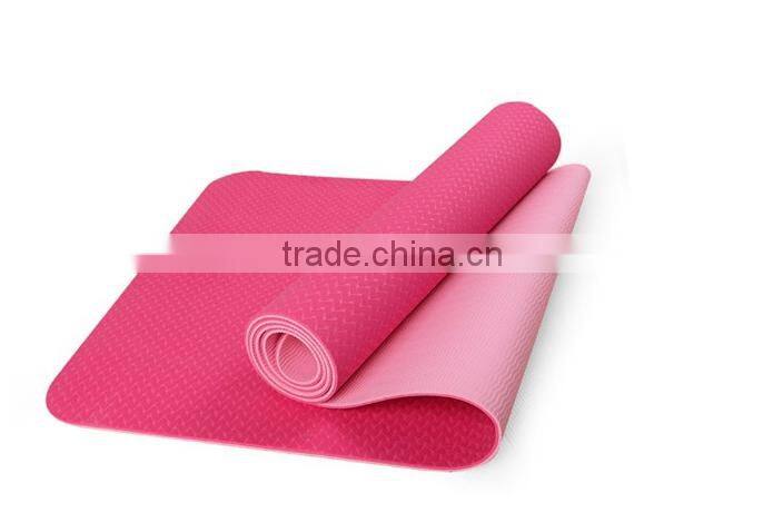 High Quality ECO-Friendly 6mm TPE Yoga Mat Indoor Fitness Equipments 2 Colors Yoga Mat