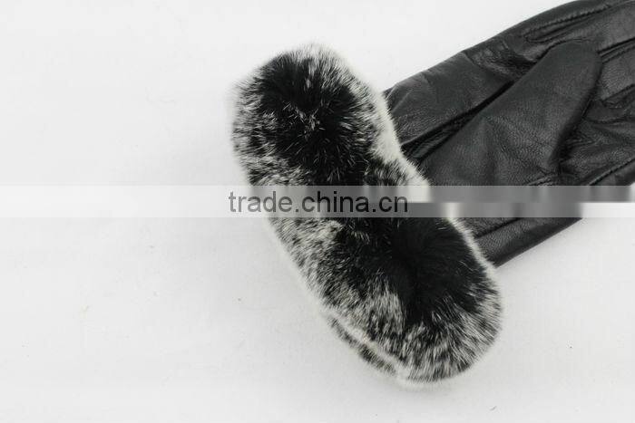 2015 new season special rex rabbit fur leather gloves for lady
