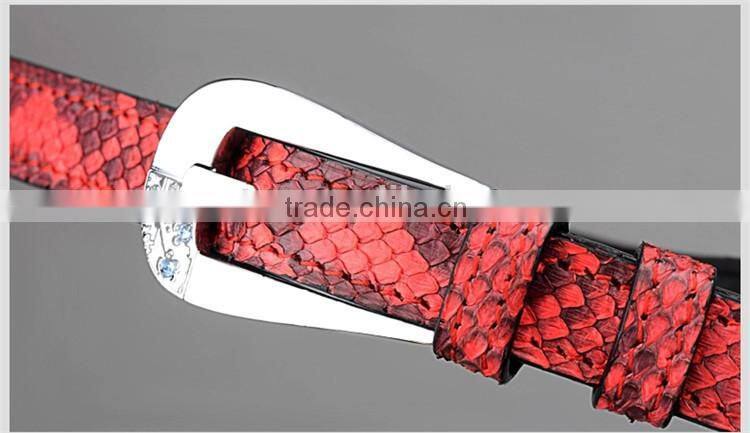 Jranter Colorful Genuine Python Leather Women Belt Stainless Steel Buckle
