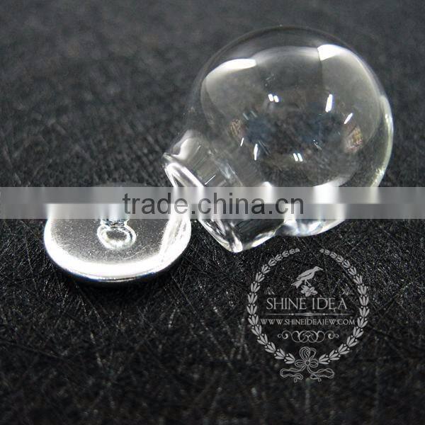 round vintage style silver bulb vial glass bottle with 20mm open mouth DIY pendant charm glass dome supplies 1820284