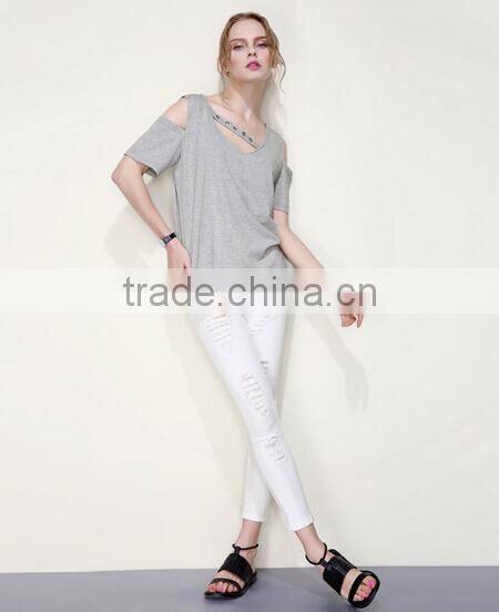 off-shoulder t shirt new fashion design girls t shirt sexy young girls t-shirt OEM&ODM factory latest design Fashion t shirts