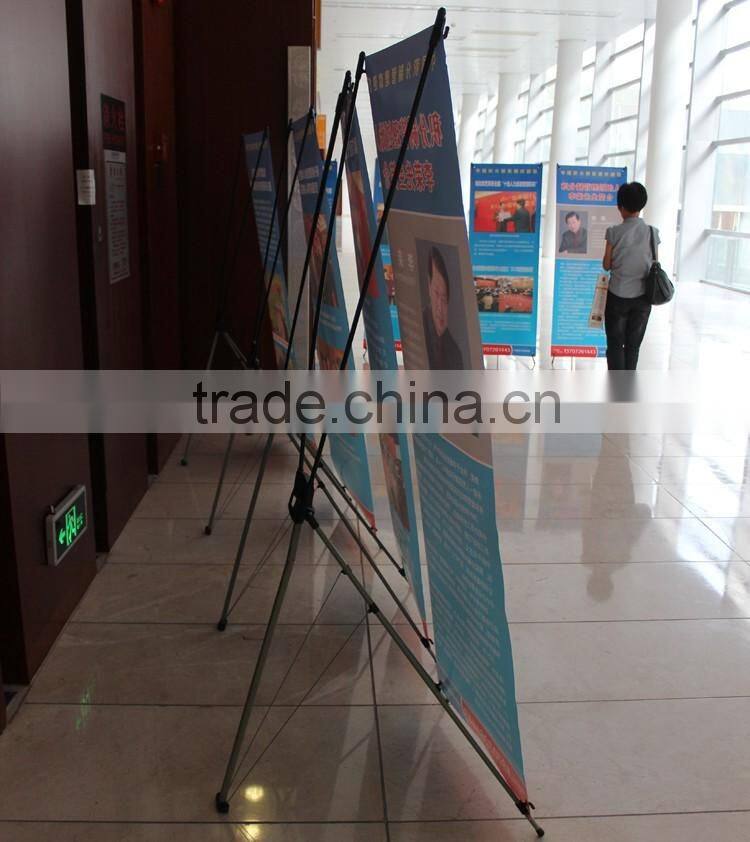 Cheap price economic X banner rack fiber glass Korea X banner stand for trade show adversiting display stand