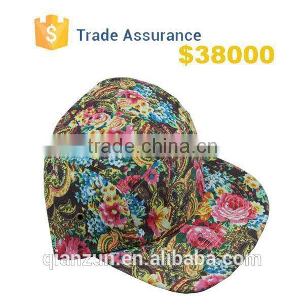 2015 Hot Sale Hip Hop 5 Panel Cap Camp Cap Women and Men Floral Blank Snapback Hat