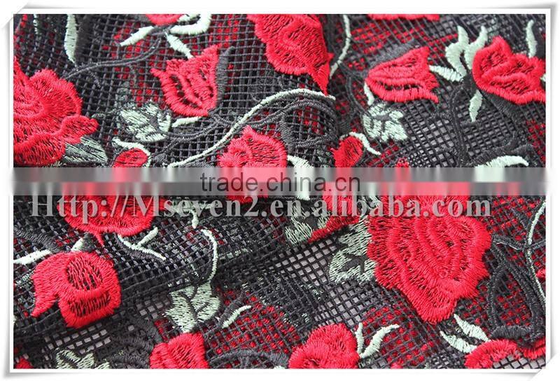 New arrival embroidered eyelash custom mesh embroidery lace fabric for dress