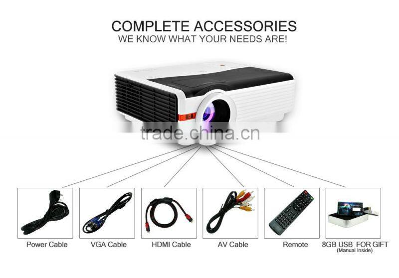 high Lumens 5000Lumens full hd led projector/proyector/beamer with HDMI VGA AV port