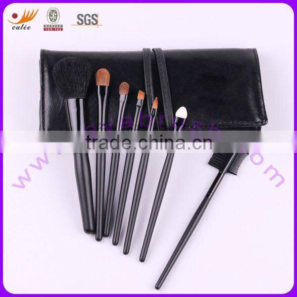 Seven-piece High-grade Goat/Nylon Brush Set with Black Cosmetic Bag
