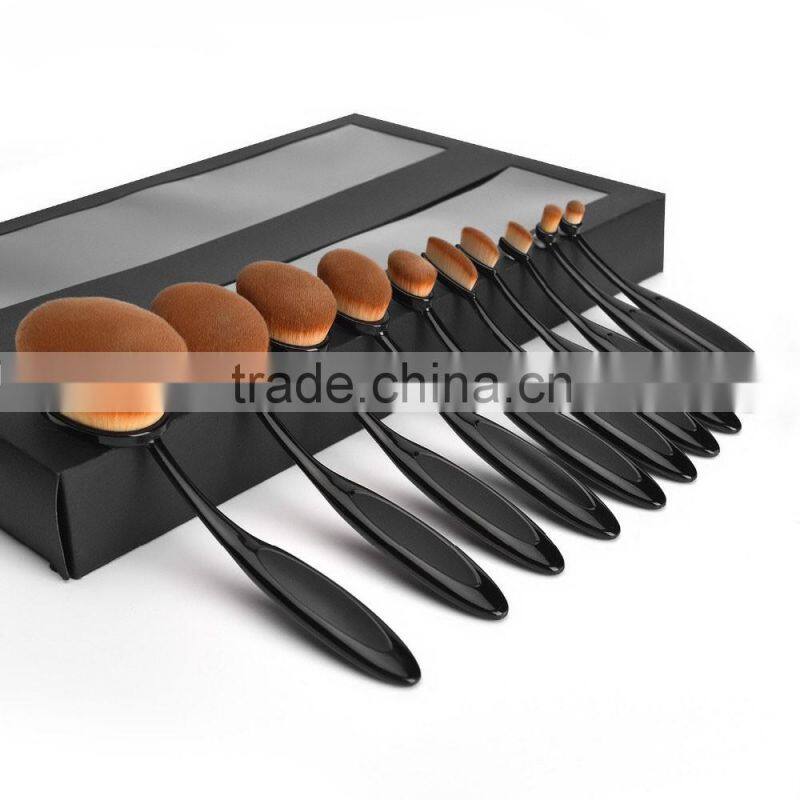 10pcs Black Cheapest Oval Foundation Cosmetic Brush